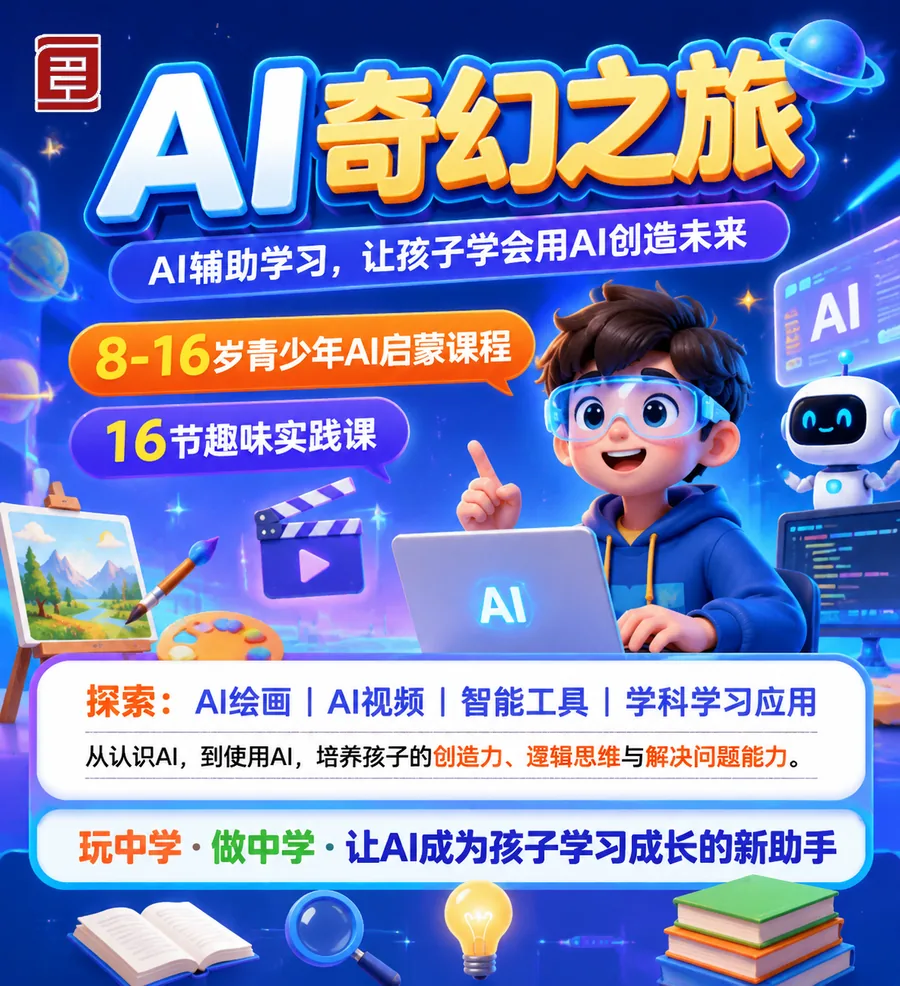 AI奇幻之旅课程宣传海报